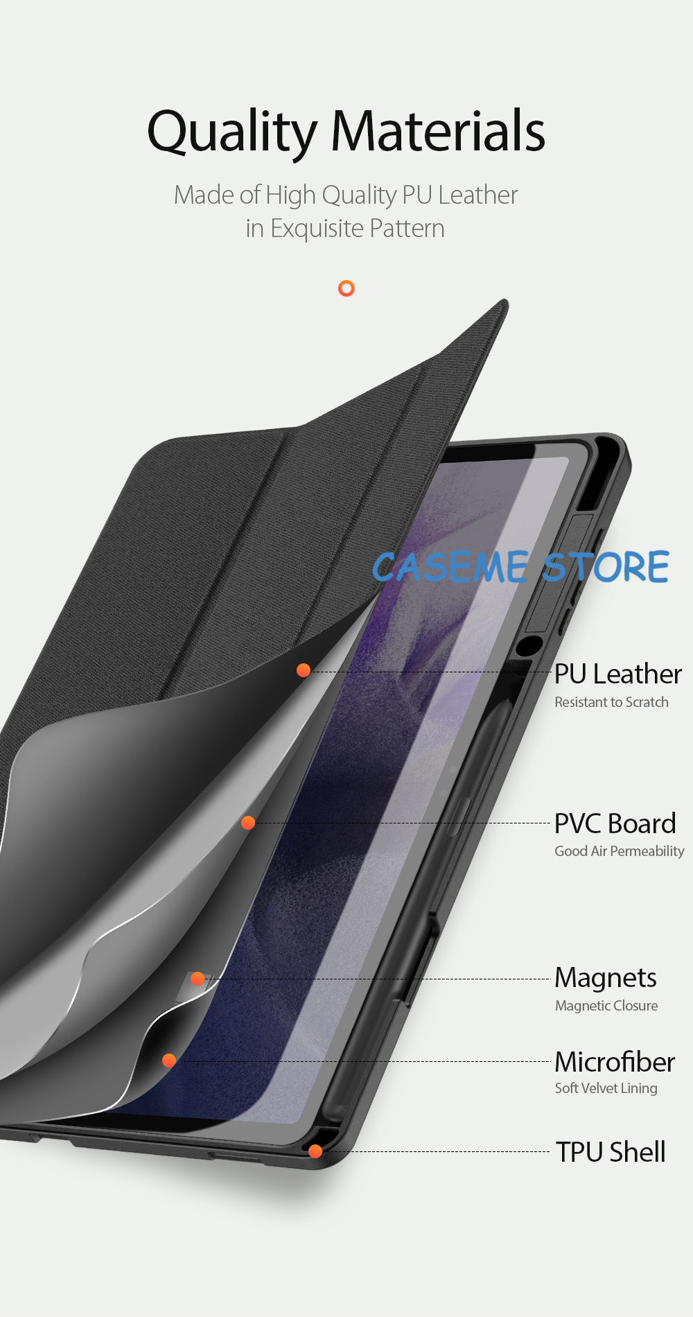 Bao da Dux Ducis Domo dành cho Samsung Galaxy Tab S7 FE  có khay đựng bút - Hàng chính hãng