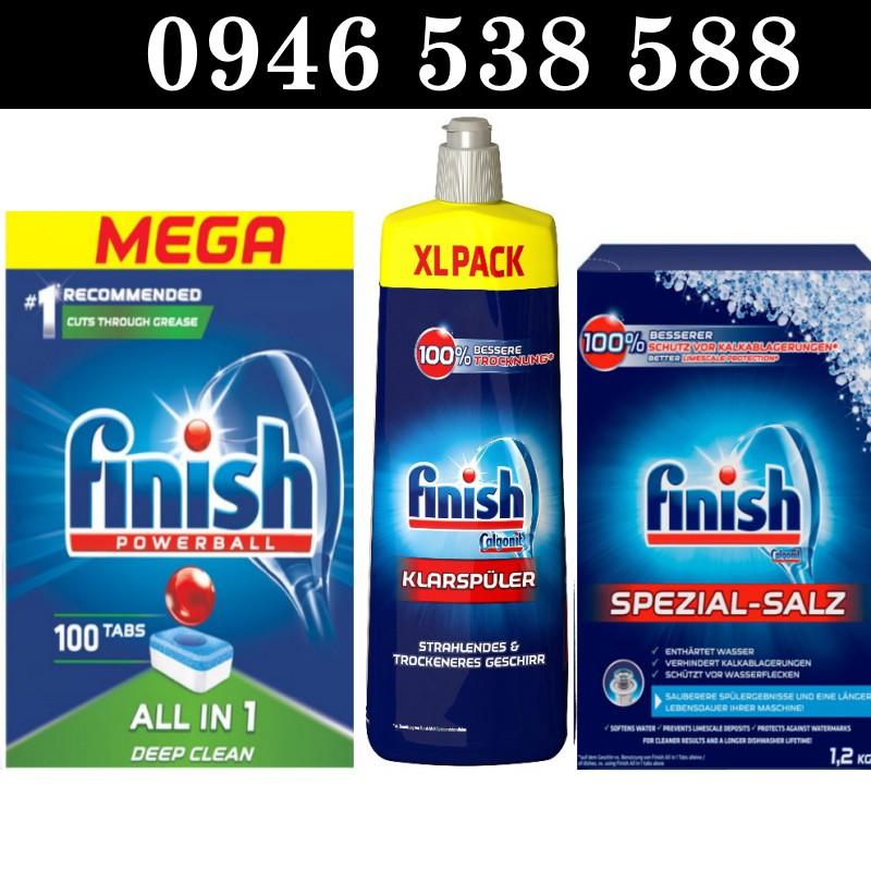 Combo Viên rửa bát Finish All in one 100V + Muối Finish 1.2kg + Nước làm bóng Finish 750ml