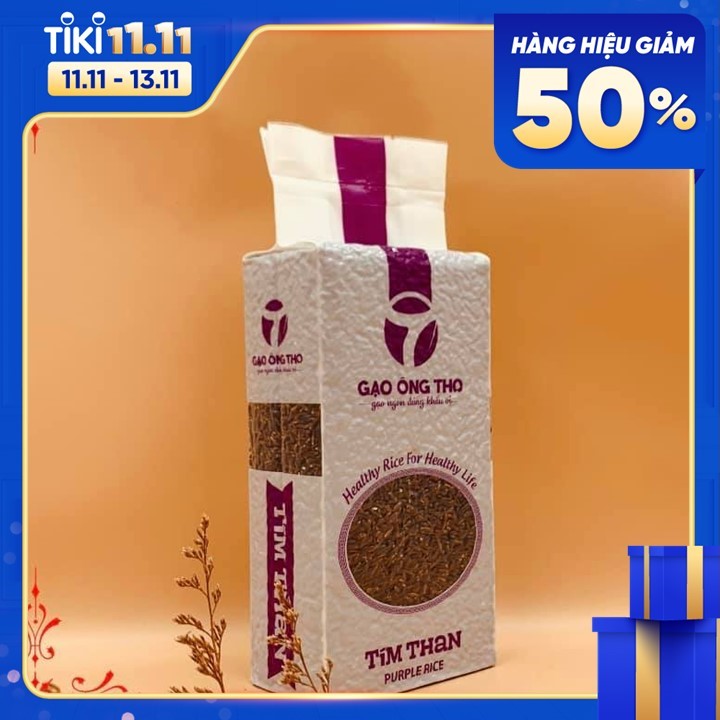 Gạo Lứt Tím Than Túi 1Kg - Gạo Ông Thọ - Thơm mềm dẻo, tốt cho sức khỏe