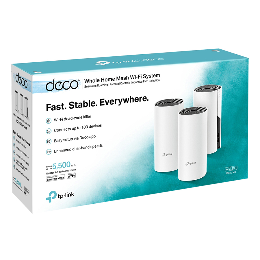 Bộ Phát Wifi Mesh TP-Link Deco M4 (3-pack)  Băng Tần Kép MU-MIMO AC1200 - Hàng Chính Hãng