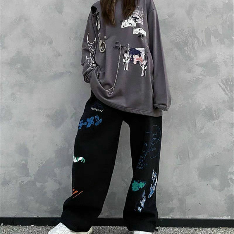 [ Ảnh Thật ] Quần Jogger Ống Suông Rộng In Chữ, Lúng Thun Dài Ulzzang Nam Nữ Unisex