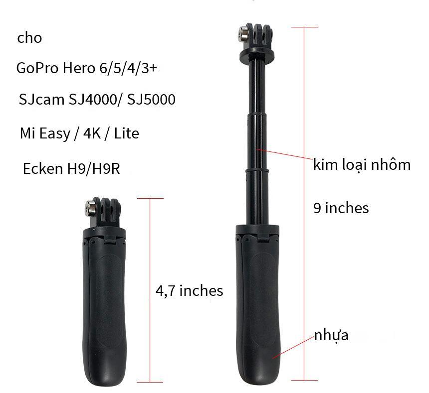 Khuyến mãi thích hợp cho GoPro mini cực nối dài + phụ kiện tripod hero6/5 túi máy ảnh thể thao con kiến ​​nhỏ gậy selfie