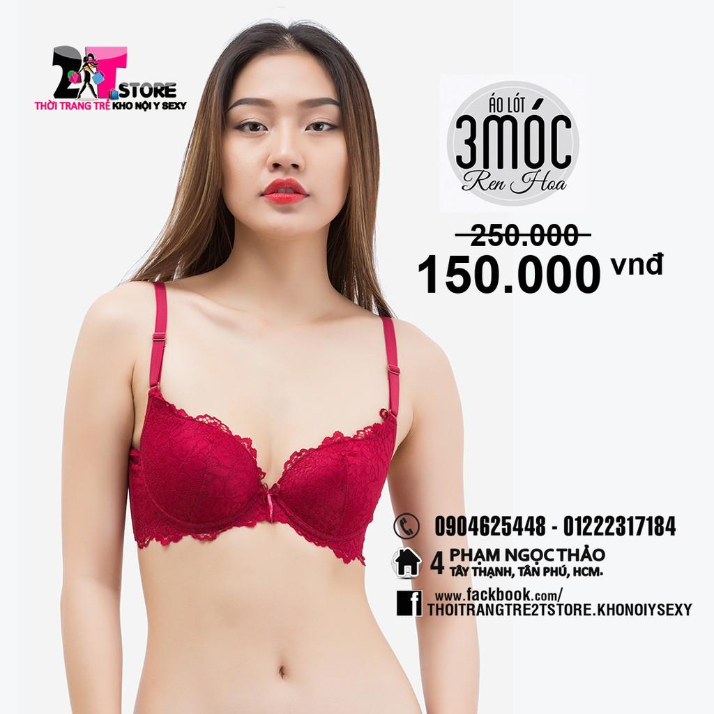 Áo Nâng Ngực Cotton 3 Móc Phối Ren