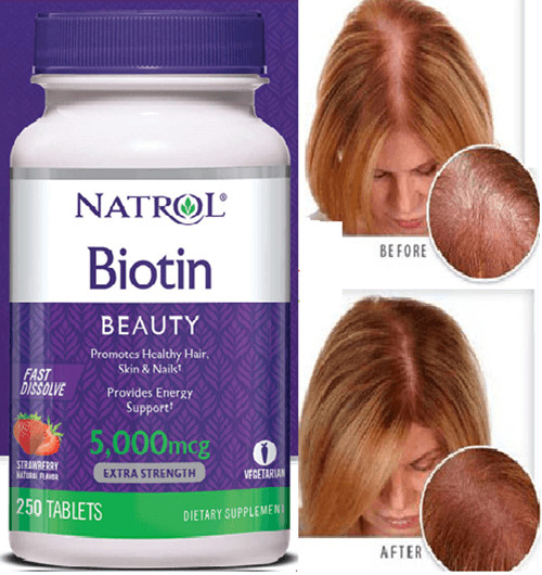 Viên ngậm hỗ trợ móc Tóc Natrol Biotin 5000mcg 250 Viên - Mẫu mới