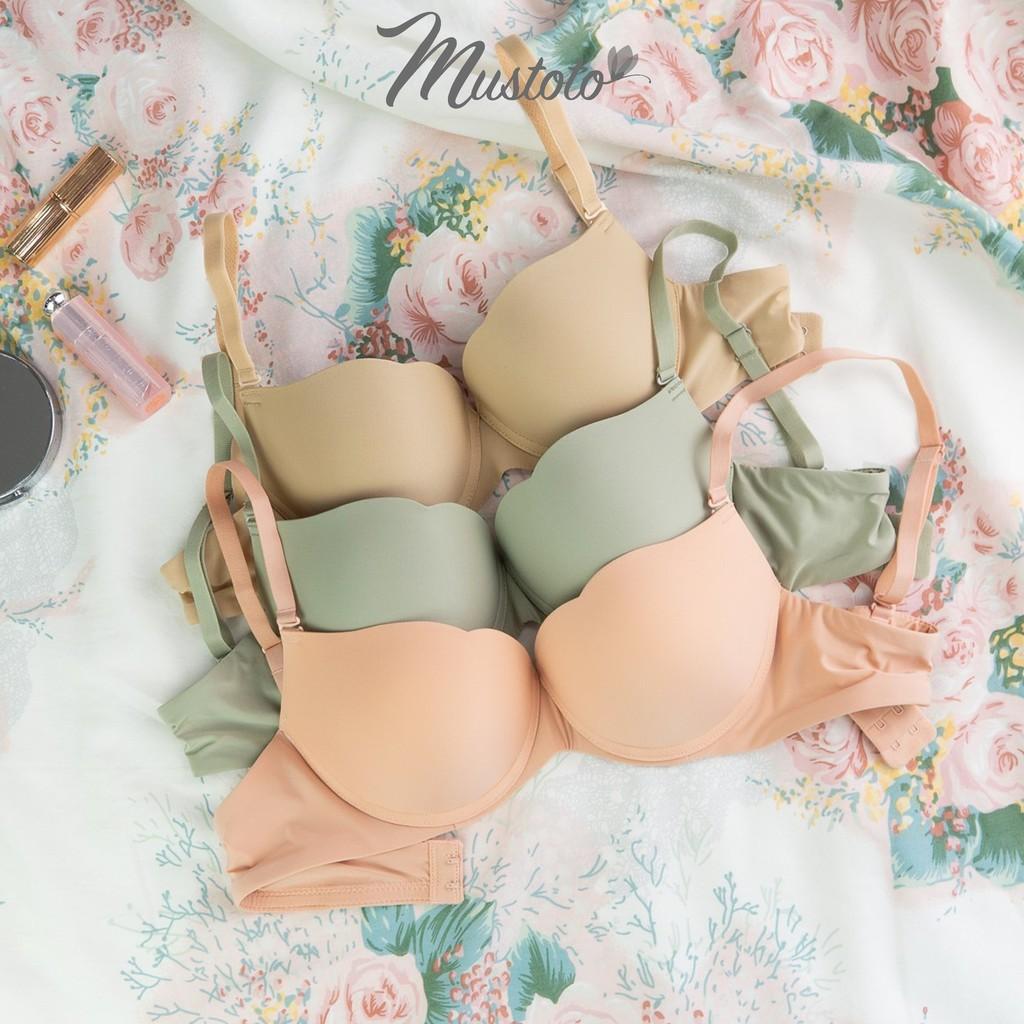 Áo Lót Nữ Trơn Mút Dày 3cm Nâng Ngực Campanula Hồng Cam