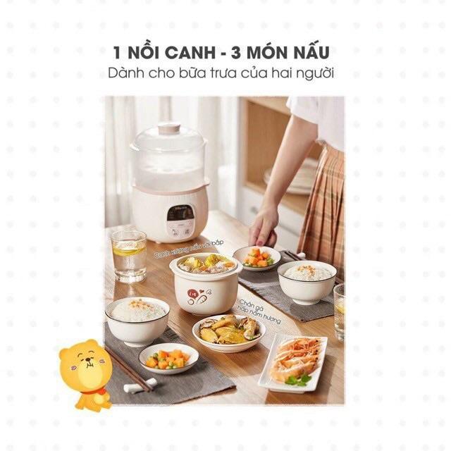 Nồi_Nấu_Cháo Cho Bé _ Bear_Kèm Lồng Hấp 0.8l 1.6l