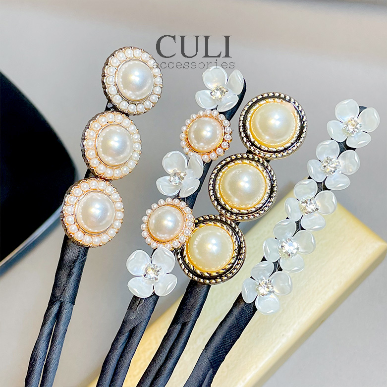 Kẹp búi tóc, kẹp quấn tóc dẻo củ tỏi đa năng, kẹp tóc đính hoa - ngọc hot trend style Hàn Quốc cho nữ - Culi.accessories