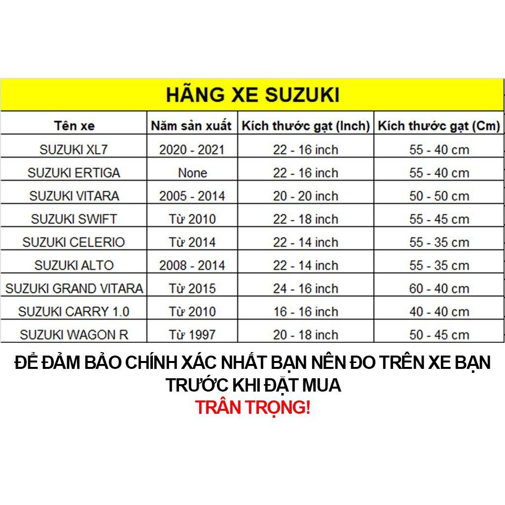Cần gạt mưa xe Suzuki Ciaz (2014-2022) khung xương, chổi gạt kính xe oto, thanh gạt nước mưa
