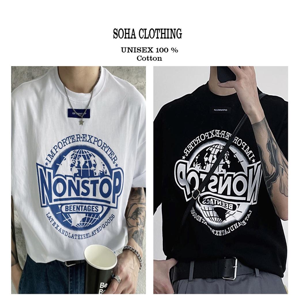 Áo thun tay lỡ phông Unisex nam nữ Cotton oversize form rộng NONSTOP