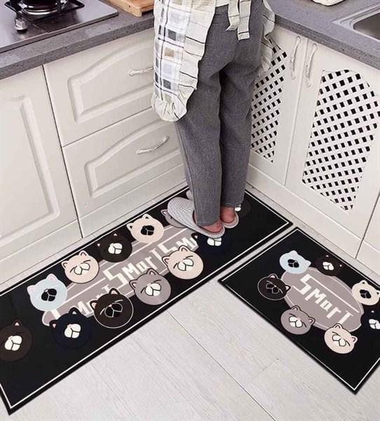 Bộ 2 Thảm Bếp Đế Cao Su Chống Trơn Trượt Dễ Lau Sạch - Màu Ngẫu Nhiên - GDHN Loại Tốt