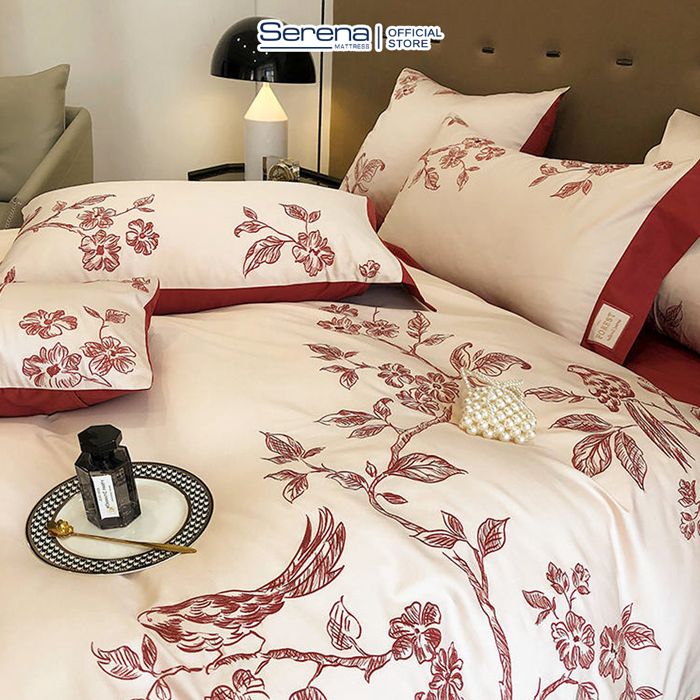 Drap Giường Lụa Satin SERENA Cao Cấp - Bộ Chăn Ga Ra Drap Gối Mền Nệm Đệm Giường Đẹp Phi Lụa Thái 5 Món Khách Sạn Cao Cấp 1m2 1m4 1m6 1m8 2m 2m2x2m