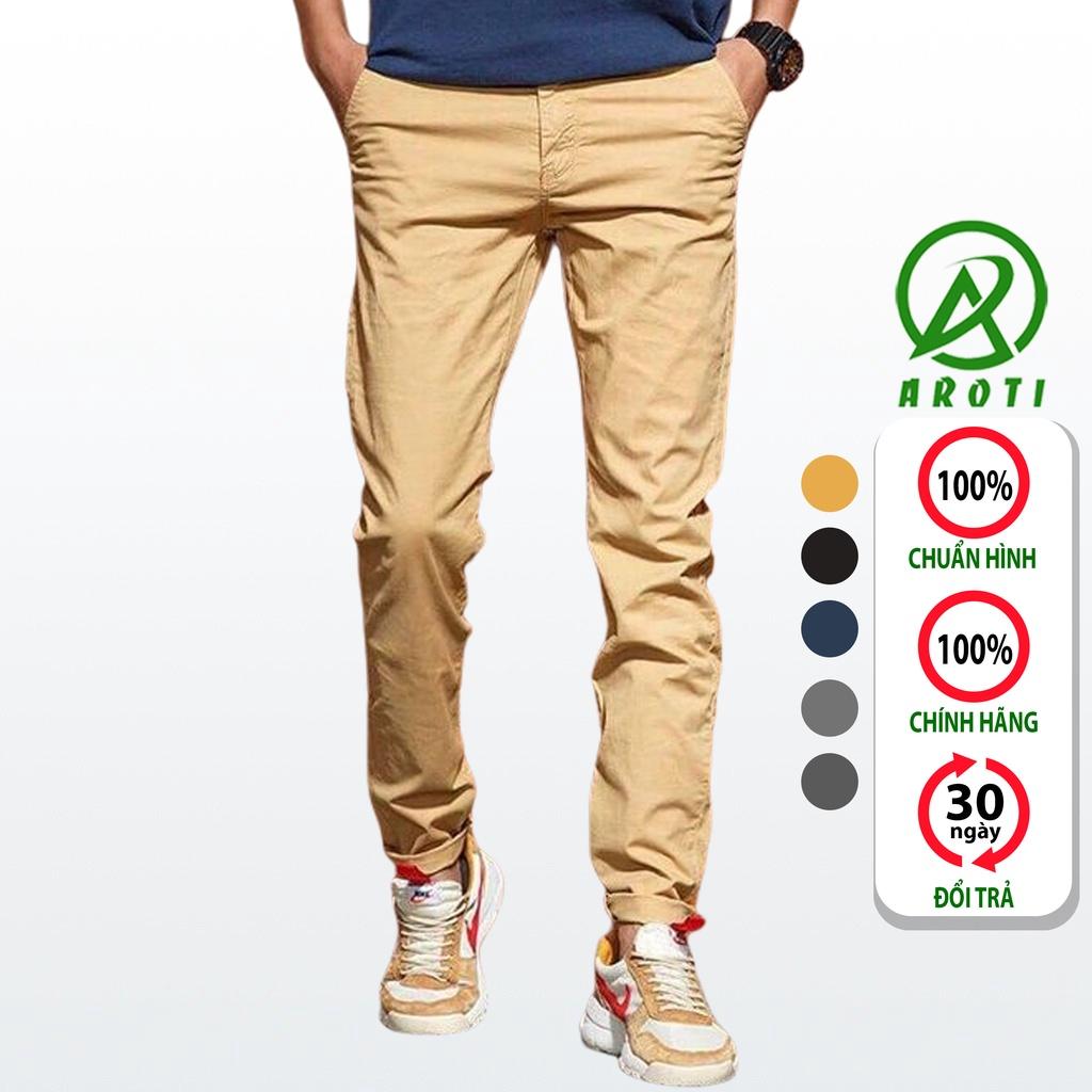 Quần Kaki Nam Đẹp AROTI Ống Suông Dài Rộng Vải Kaki Cao Cấp Mềm Mịn, Co Giãn Tốt Dáng Âu Đứng,Công Sở,Lưng Thun QK045-V