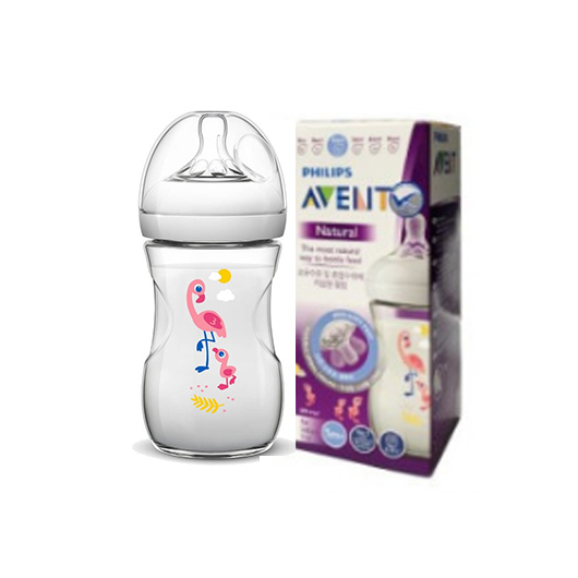 Bình sữa mô phỏng tự nhiên Philips Avent Flamingo Hippo 260ml SCF627/42 SCF627/41