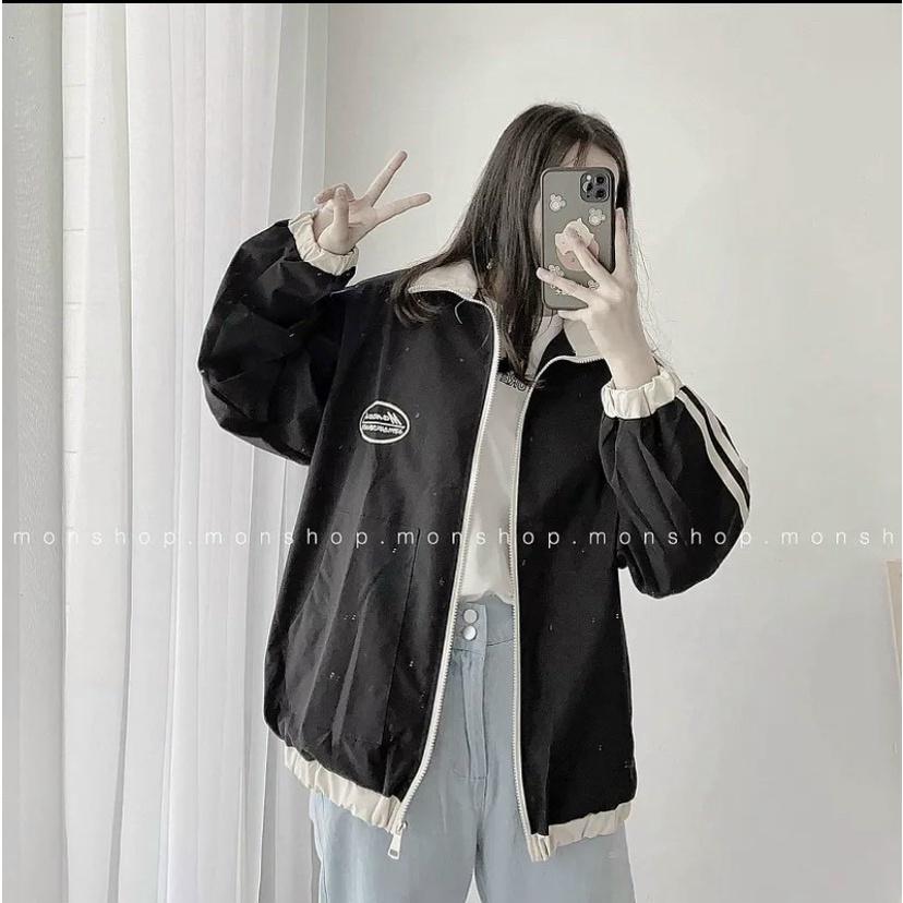 Hình ảnh Áo khoác dù nữ nam bomber MANOWD, Áo khoác gió form rộng 2 lớp Unisex SENAVA