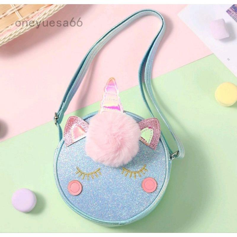 TÚI ĐEO CHÉO CHO BÉI GÁI HÌNH UNICORN ĐI CHƠI ĐI DU LỊCH CÓ KIM TUYẾN CHIẾU