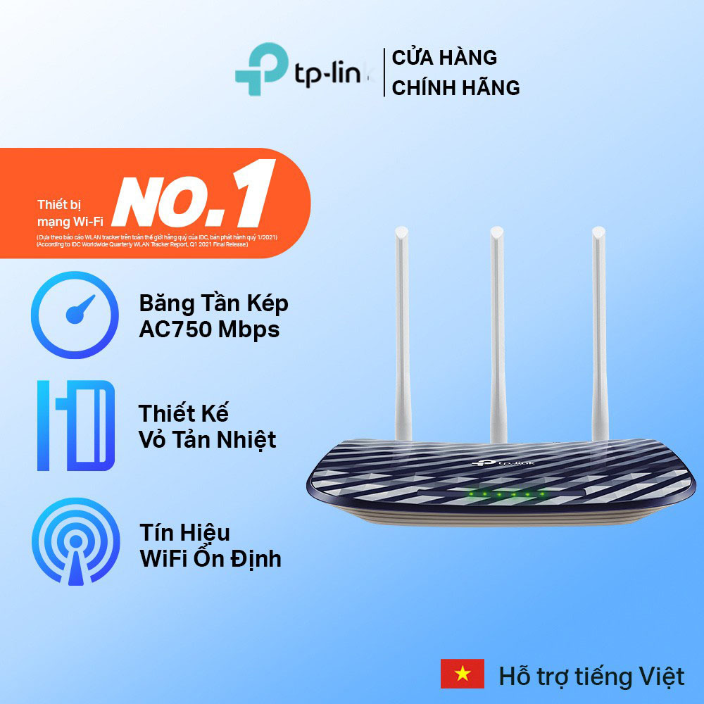 Phát Wifi TP-Lin Archer C20 (3 anten, 733Mbps, 2 băng tần, Repeater, 4LAN)