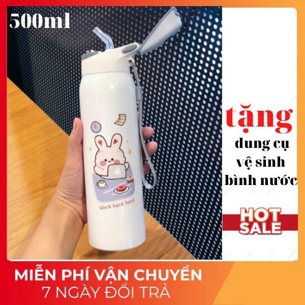 Bình giữ nhiệt INOX 304 dung tích 500ml có ông hút có dây