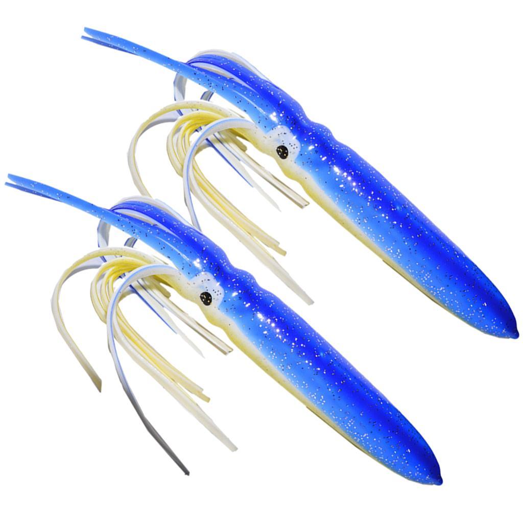 2PCS Fishing Lures Octopus Squid Skirt Bait Trolling Soft Lure Set, 18cm, 15g, Available in 4 Colors