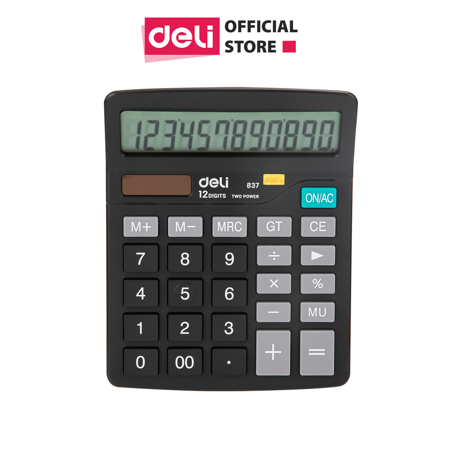 Máy Tính Để Bàn 12 Số Deli - Phù Hợp Kinh Doanh Văn Phòng Tính Chính Xác Cao Tiện Lợi - E837 Te837C - Đen