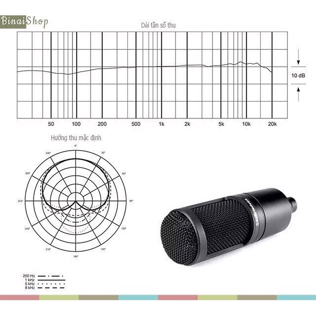 Audio-Technica AT2020 - Micro Thu Âm Condenser ( Tặng Shock Mount SM2020)- Hàng Chính Hãng