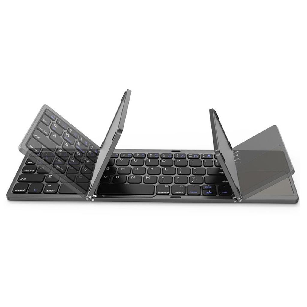 Foldable Bluetooth Keyboard Bluetooth 3.0 Rechargable Portable Mini BT Wireless Keyboard with Touchpad for Android, Windows, PC
