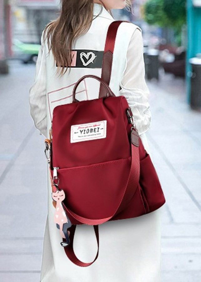Balo Vải Dù Chống Nước, Chống Trộm Tặng Kèm Móc Khóa Gấu Tx00168