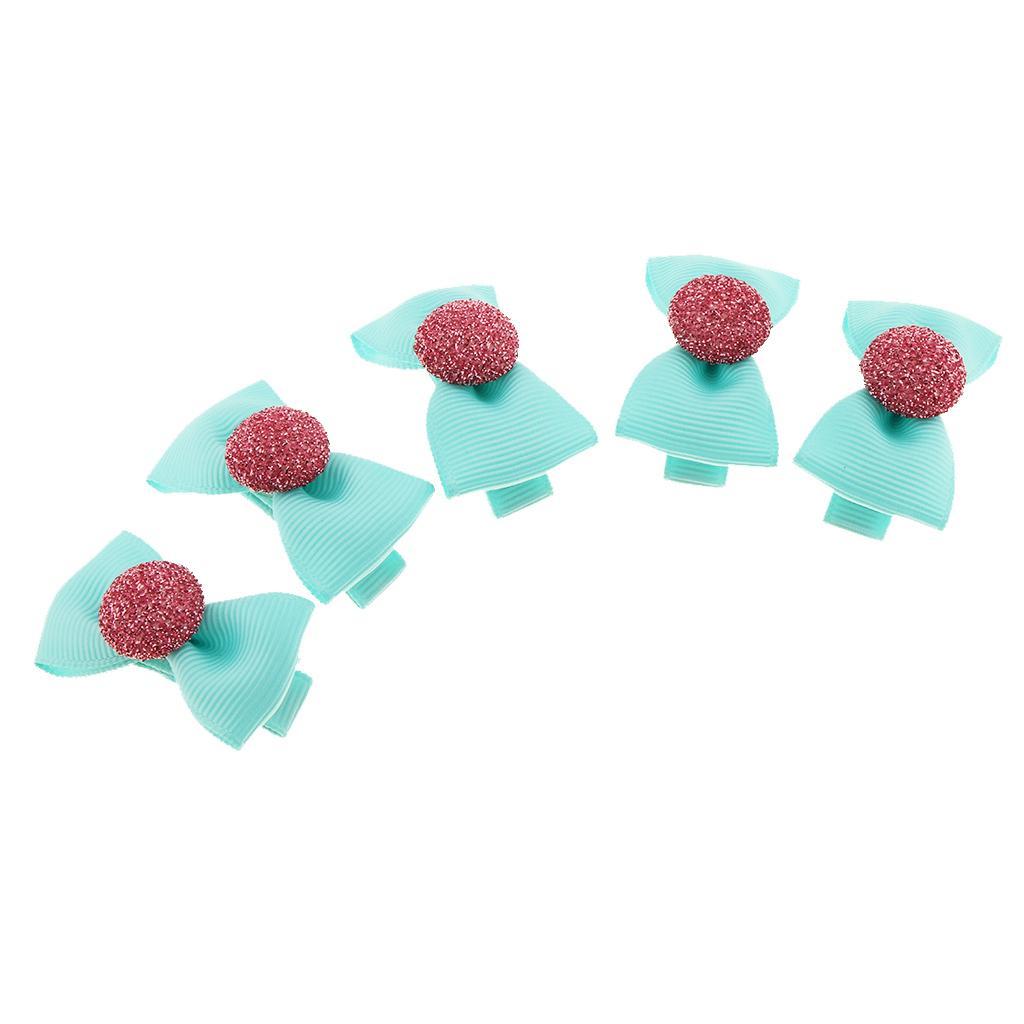 5Pcs Colorful Baby Girl Hair Clip Bows Small Cap Design Alligator Clips Infant Toddler Barrettes Khaki/Red/Pink/Green/Purple/Blue