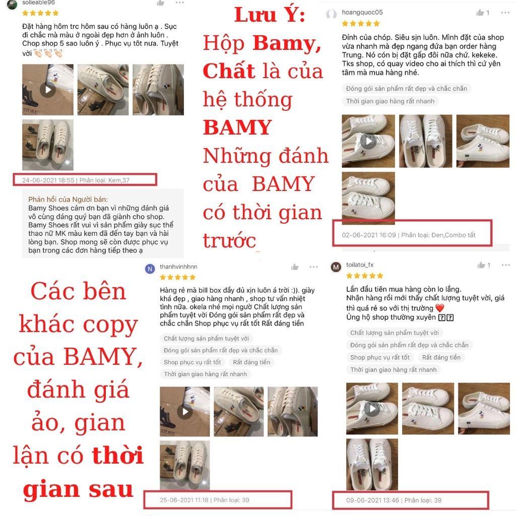 Giày Sục Thể Thao Nữ MK màu Kem, Sục bata đạp gót đế bánh mì 3cm BAMY From rộng