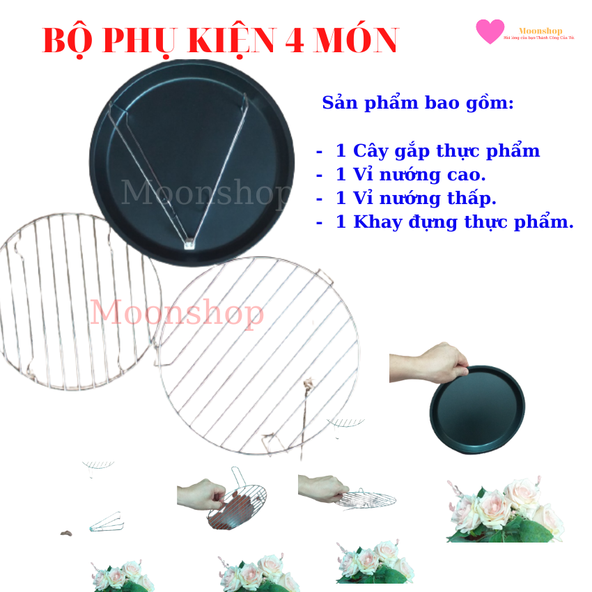 Lò nướng thủy tinh, bộ phụ kiện 04 món