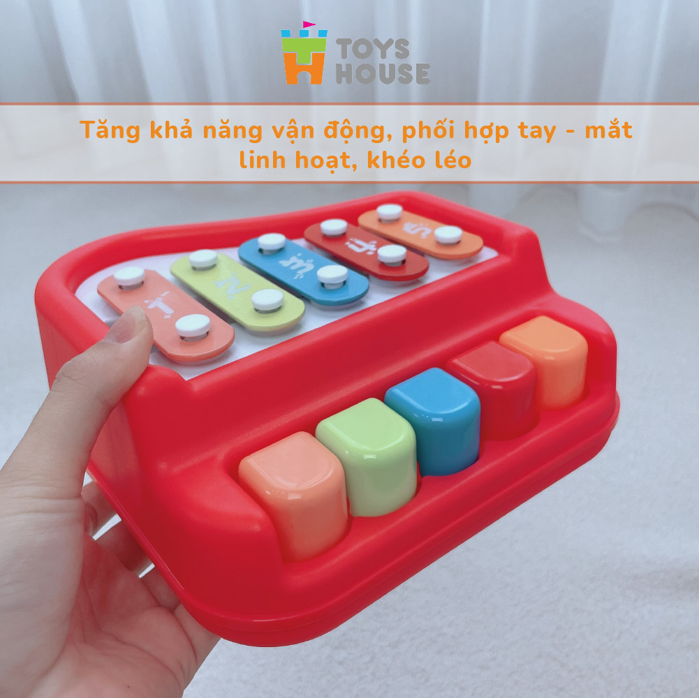 Đồ chơi đàn piano kết hợp gõ Xylophone 5 phím cho bé ToysHouse 8011 - đồ chơi nhạc cụ cho bé 9 tháng trở lên