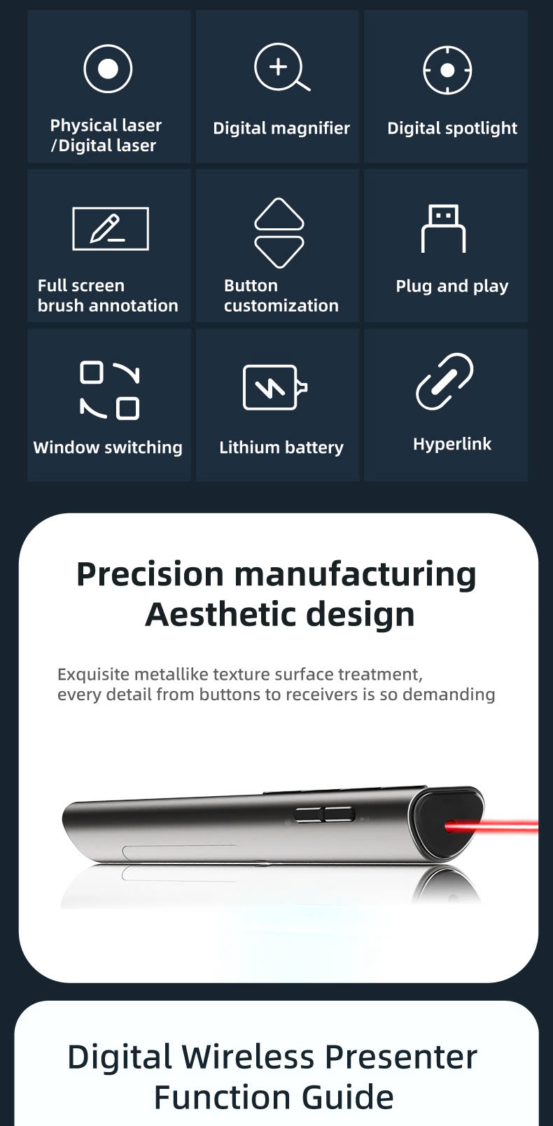 Bút Trình Chiếu Laser Spotlight Kỹ Thuật Số VSON N39M sử dụng được tivi và bảng tương tác -Tương Thích mọi hệ điều hành - Hàng nhập khẩu