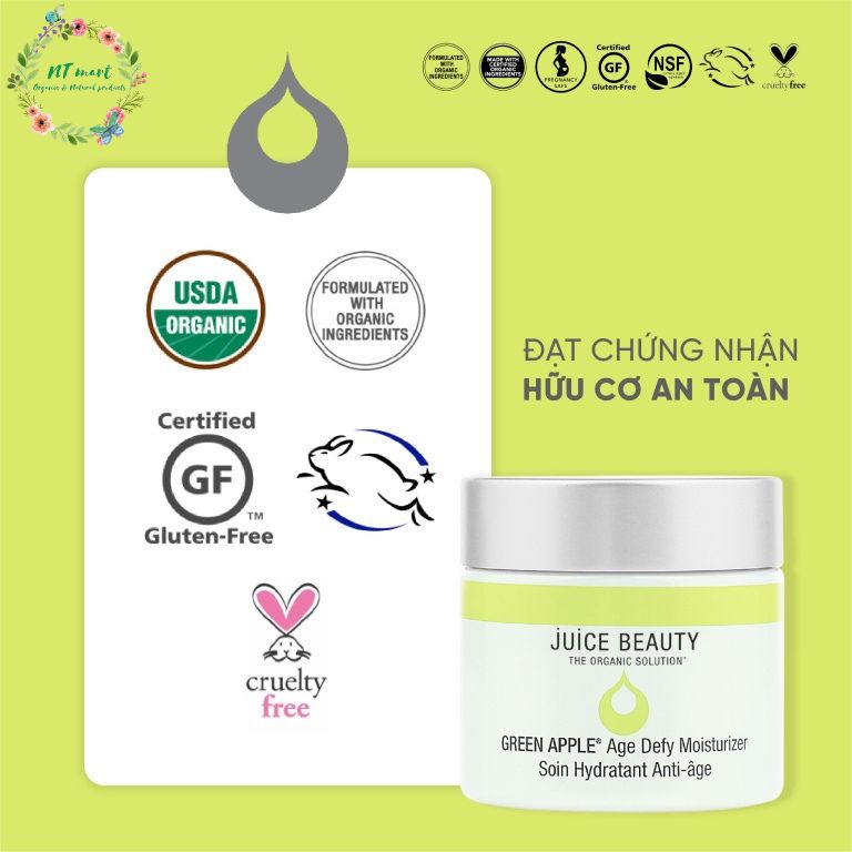 JUICE BEAUTY - Kem Dưỡng Sáng Da Ngừa Nám Thai Kỳ Juice Beauty Green Apple Moisturizer 60ml