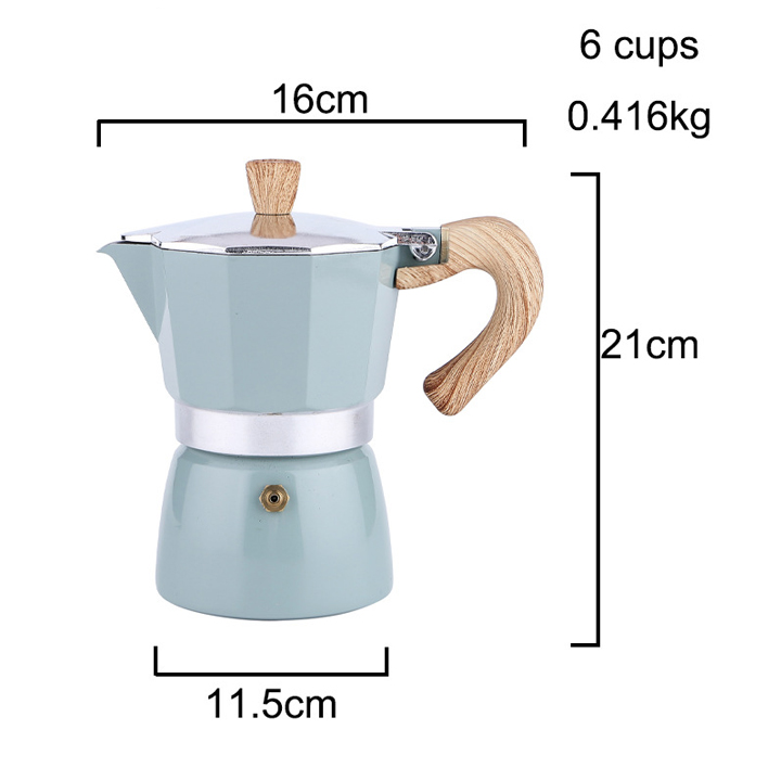 Ấm Cà Phê Moka Espresso 300ml Bằng Nhôm, Ấm Pha Bếp Nấu Nồi Bát Giác Kiểu Ý Phong Cách Châu Âu