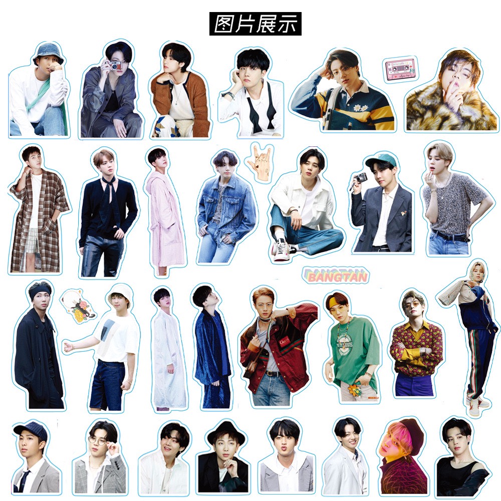 "BTS" Bộ 101 Miếng Dán Trang Trí Hình Nhóm Nhạc Nổi tiếng BANGTAN