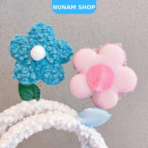 Cài tóc lò xo bông hoa lông xù dễ thương cute cho nữ Nunam Shop