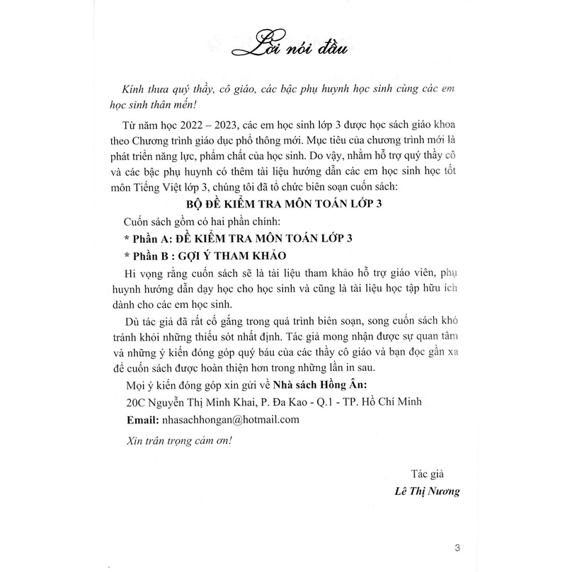 Bộ Đề Kiểm Tra Môn Toán Lớp 3 -MK