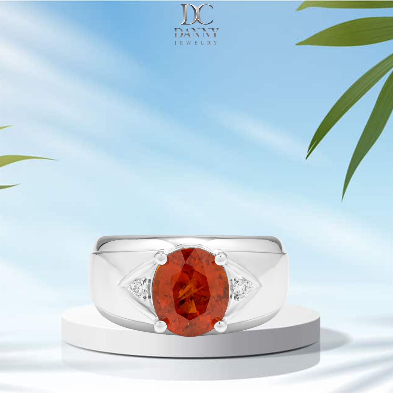 Nhẫn Nam Danny Jewelry Bạc 925 Đá Chủ Garnet Xi Rhodium SP7225100022
