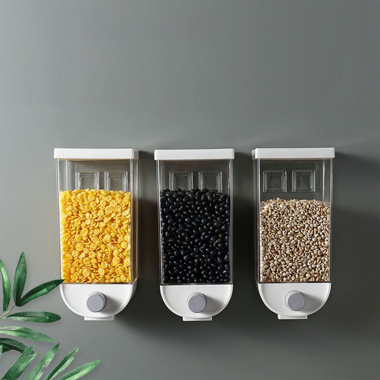 2x Wall-Mounted Food Dispenser Food Storage Container for Grain Rice Food