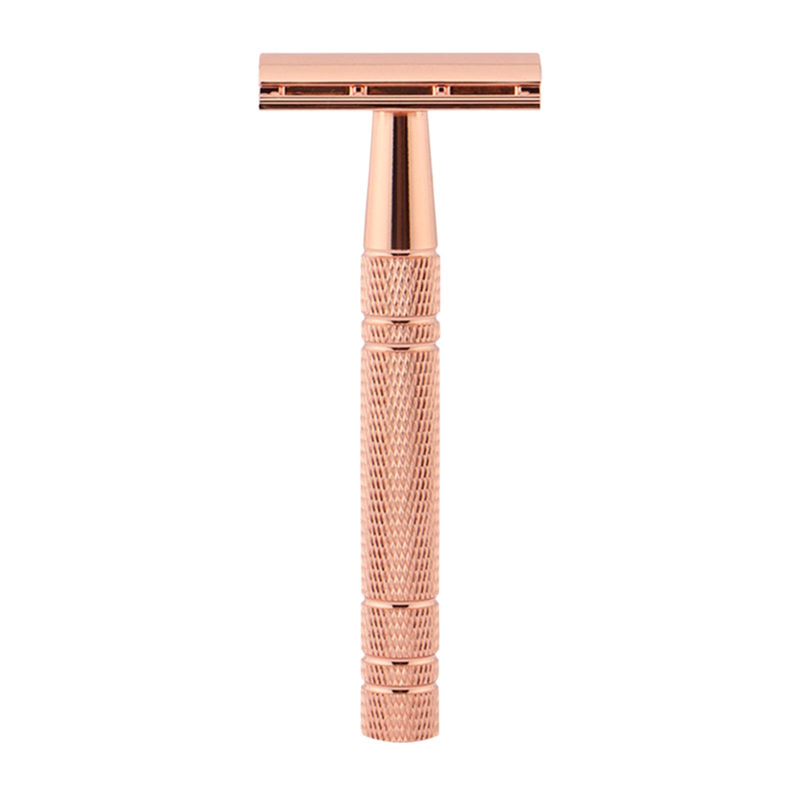Double Edge Safety Razor, Long Non Slip Handle Shaving for with 5Pcs Razor Blades