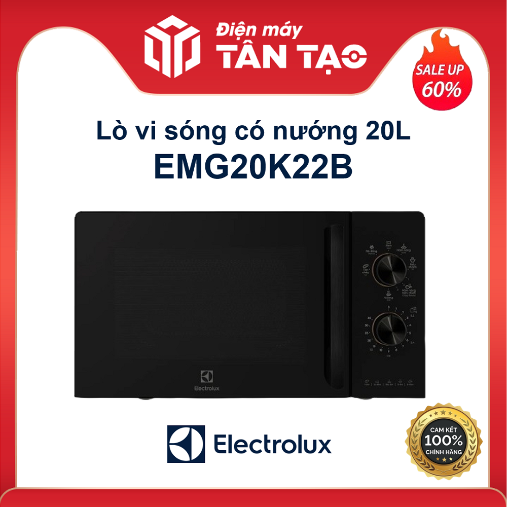 Lò vi sóng có nướng Electrolux EMG20K22B 20 lít - Hàng Chính Hãng