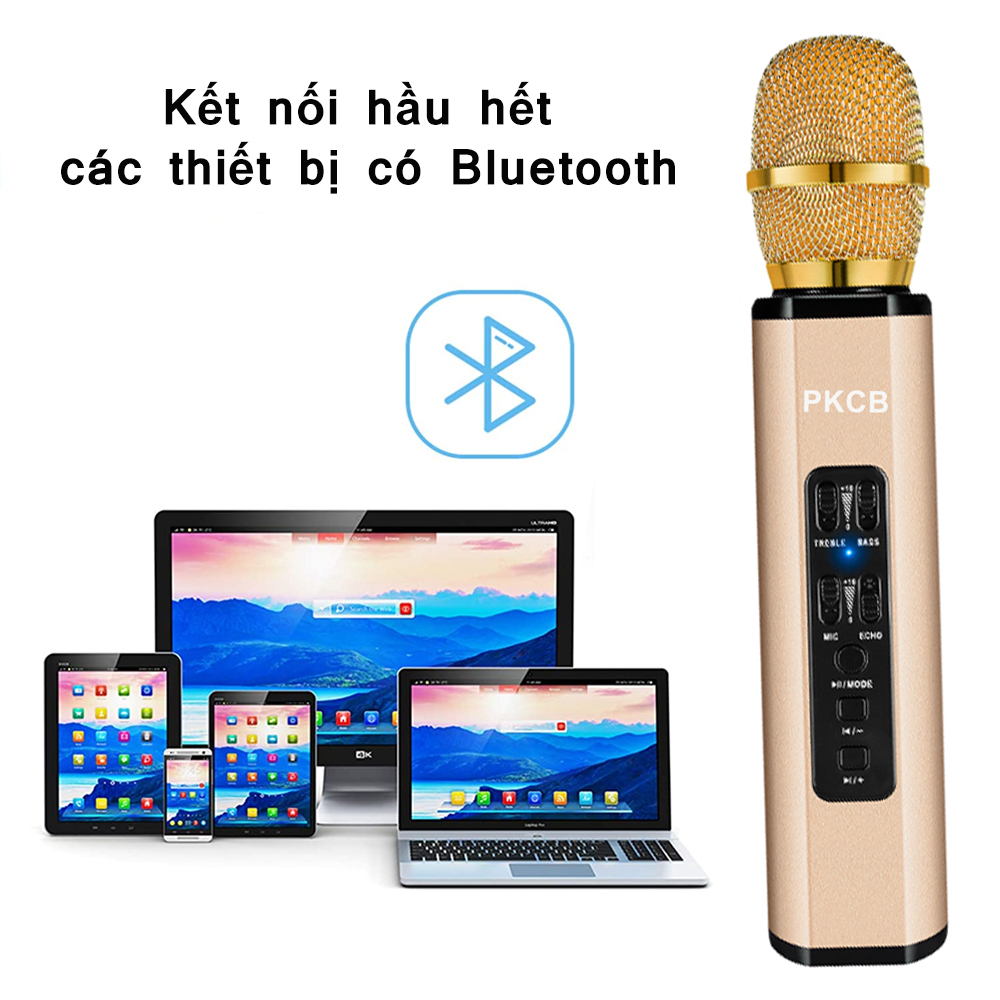 Micro không dây Karaoke di động có thể sạc lại đa chức năng mini, Micro bluetooth  - Hàng Chính Hãng PKCB