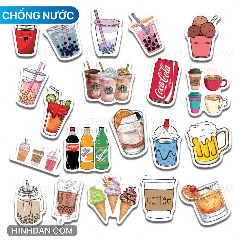 Sticker Đồ Uống - Drinks - Dán Trang Trí - Chất Liệu PVC Cán Màng Chất Lượng Cao Chống Nước, Chống Nắng, Không Bong Tróc Phai Màu