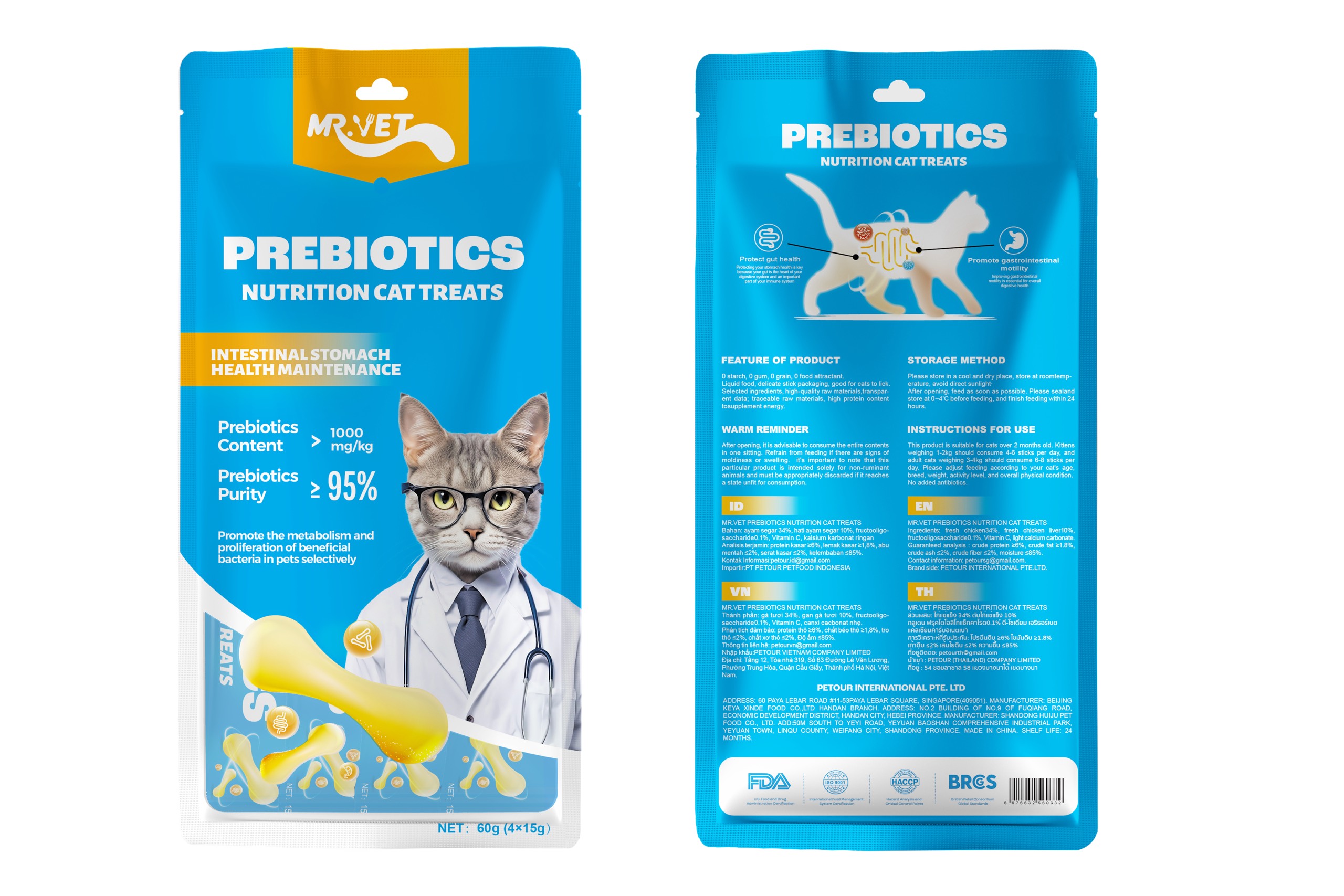 [Túi 4 Thanh] Súp Thưởng Cho Mèo Thức MR VET Túi 60g Dùng Cho Mọi Lứa Tuổi Thức Ăn Dinh Dưỡng Cho Mèo