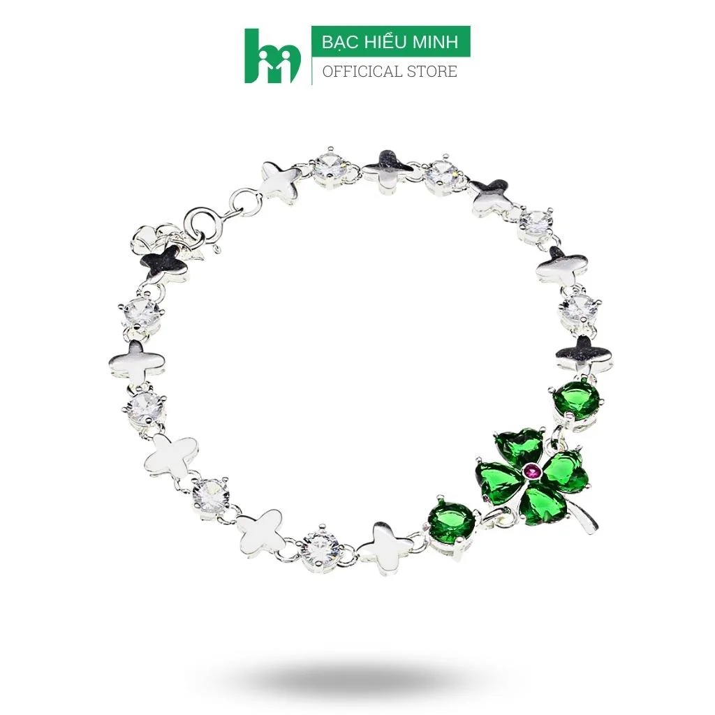 Lắc Tay Nữ Bạc Hiểu Minh LTU446G cỏ 4 lá bạc ta