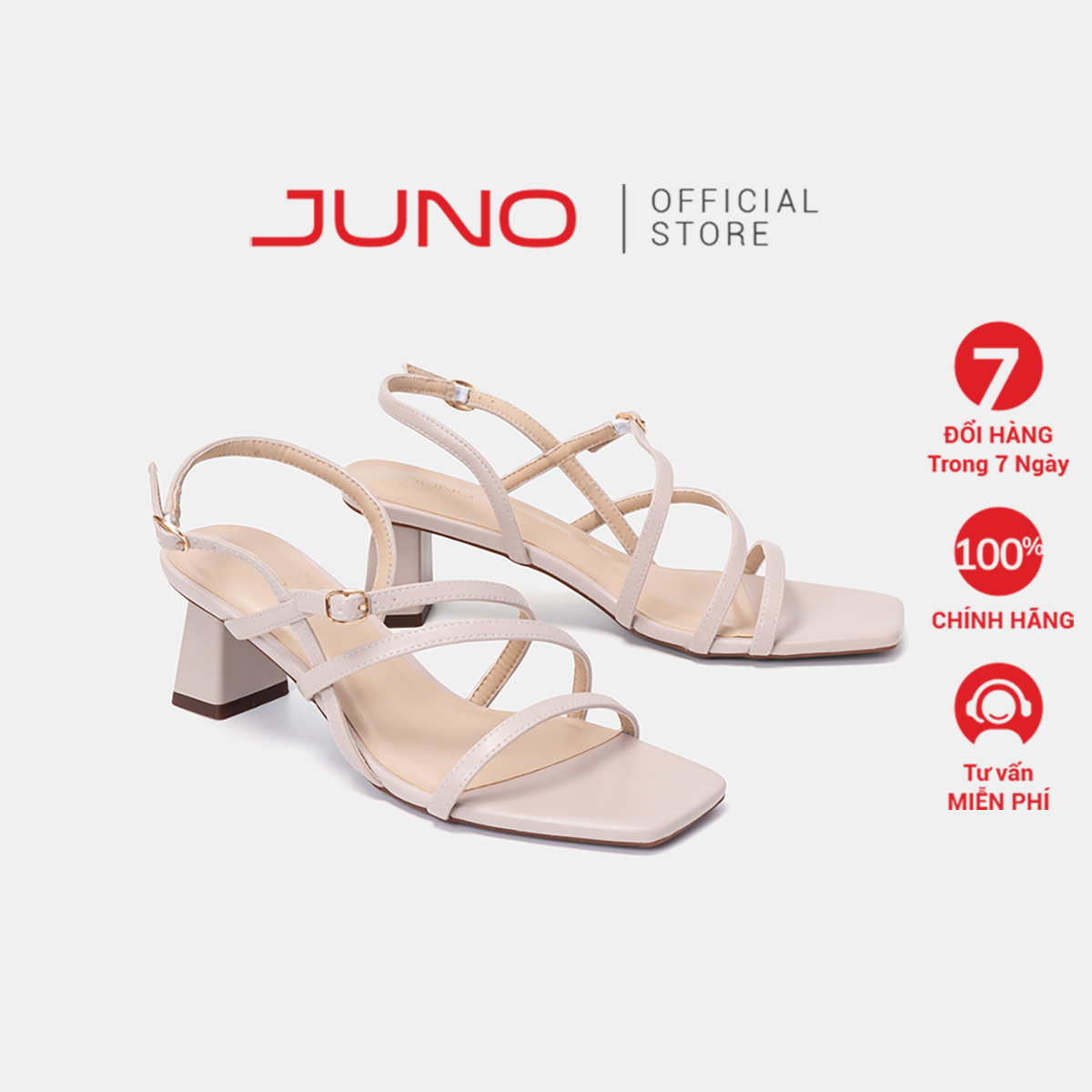 Giày Sandal Nữ 5cm Thời Trang JUNO Gót Vuông 3 Dây Quai SD05083