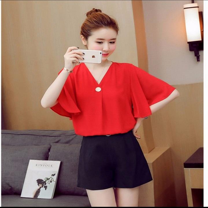 Áo Kiểu Cindy Tay Loe Công Sở Xinh Đẹp ÁO KIỂU NỮ CÔNG SỞ