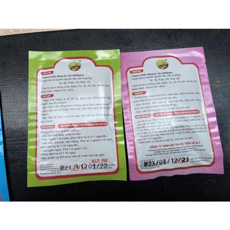 Phân bón cây kiểng 8 loại kích ra hoa, kích rể, nảy chồi, xanh lá, dưỡng cây, chống rụng nụ gói 25G