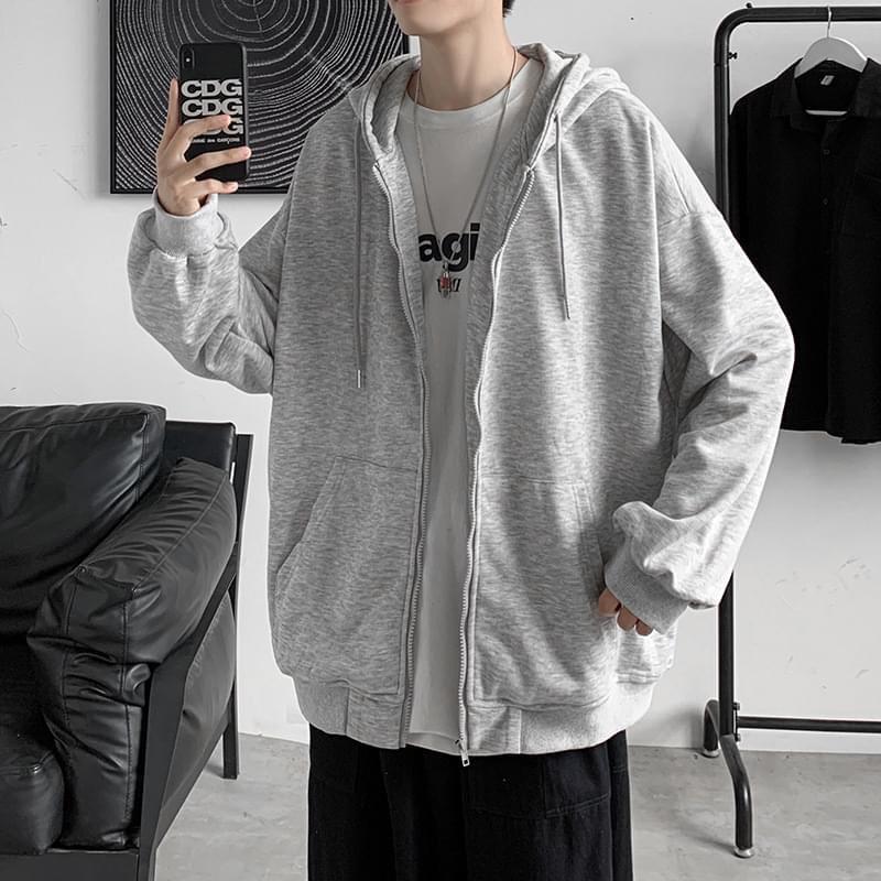 Áo Khoác Nỉ Bông Trơn Hoodie Zip Basic Form Rộng Unisex Nam Nữ Couple Ulzzang KUN