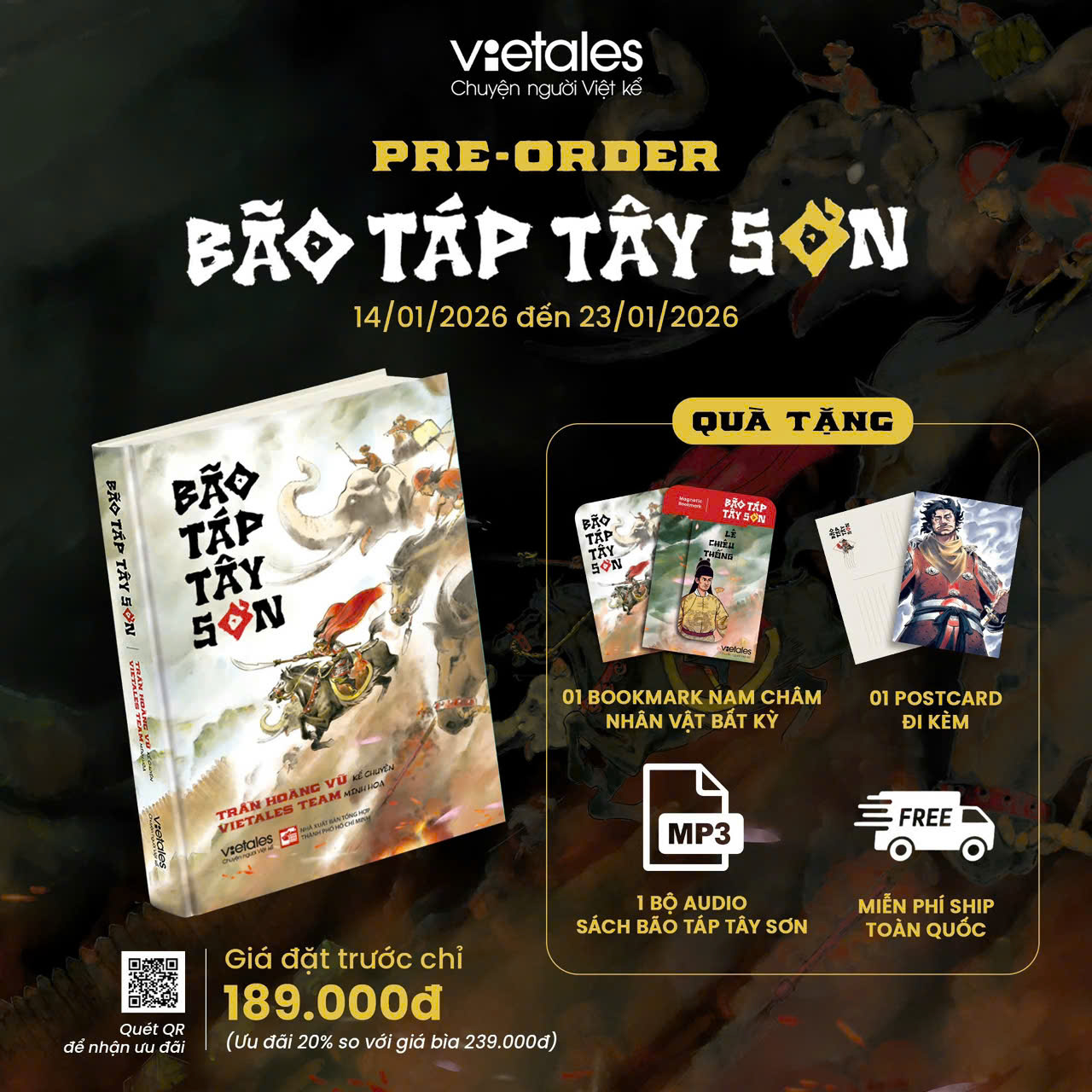 (Postcard chân dung Quang Trung, in màu toàn bộ) BÃO TÁP TÂY SƠN – Trần Hoàng Vũ – Vietales