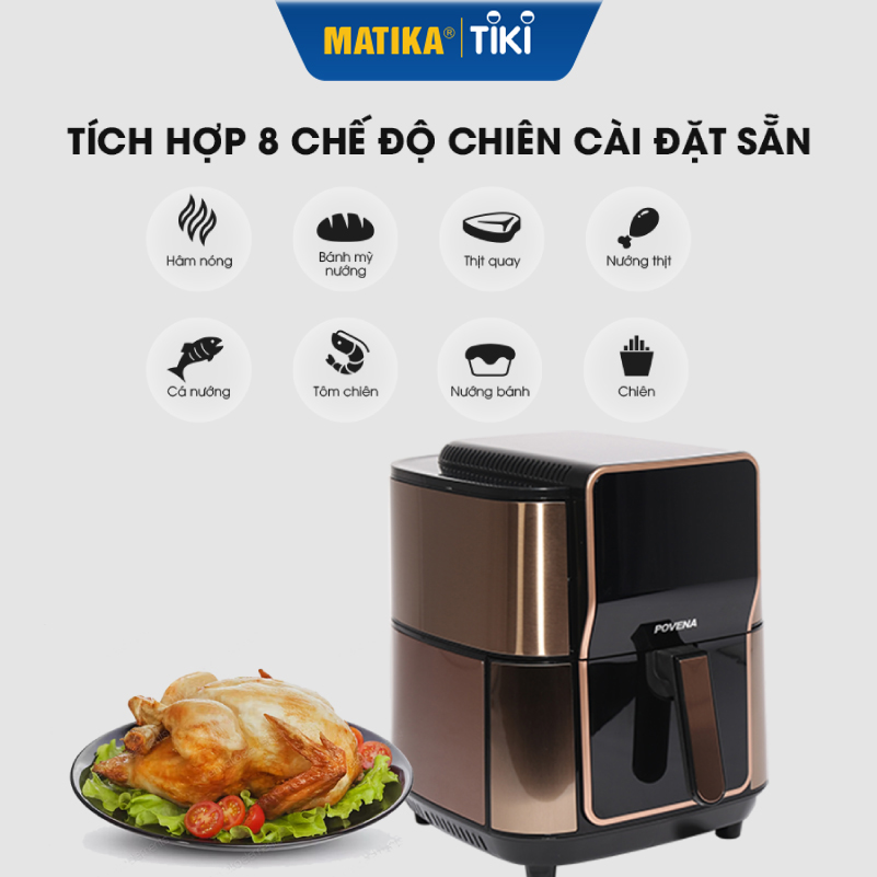 Nồi Chiên Không Dầu Điện Tử POVENA dung tích 9.8L PVN-3698 - Hàng chính hãng